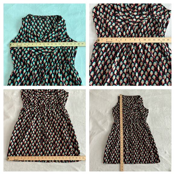 BeBop Bird Print Dress Sleeveless Pockets Black Pink Blue Twee w/ Pockets Large - Picture 9 of 10